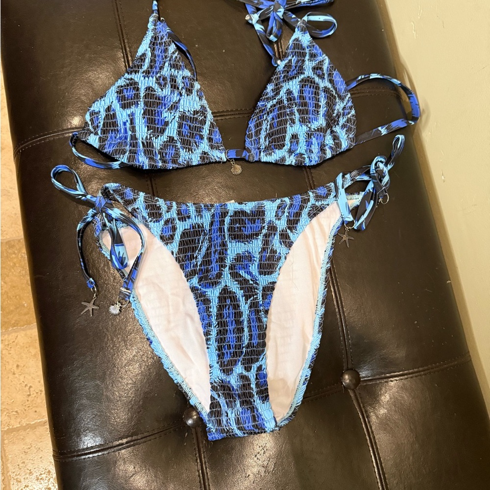 Blue Animal Print Bikini Set